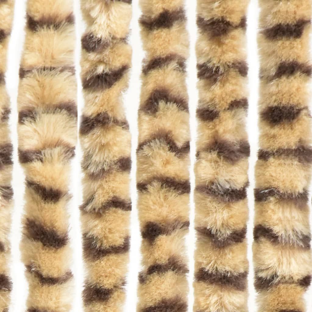 vidaXL Rideau anti-mouches beige et marron 100x200 cm chenille