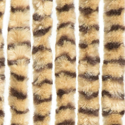 vidaXL Rideau anti-mouches beige et marron 100x200 cm chenille