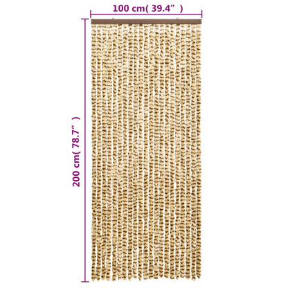 vidaXL Rideau anti-mouches beige et marron 100x200 cm chenille