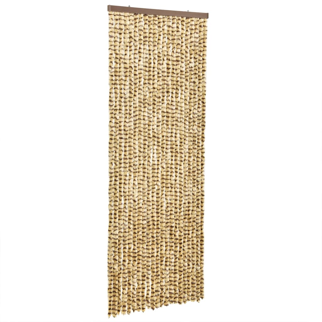 vidaXL Rideau anti-mouches beige et marron 100x230 cm chenille