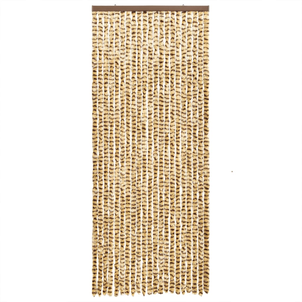 vidaXL Rideau anti-mouches beige et marron 100x230 cm chenille