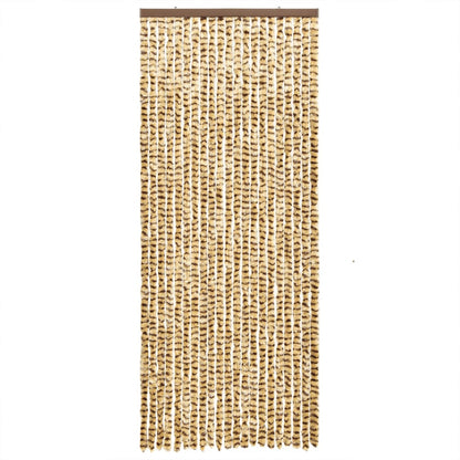 vidaXL Rideau anti-mouches beige et marron 100x230 cm chenille