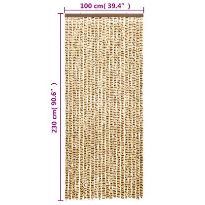 vidaXL Rideau anti-mouches beige et marron 100x230 cm chenille