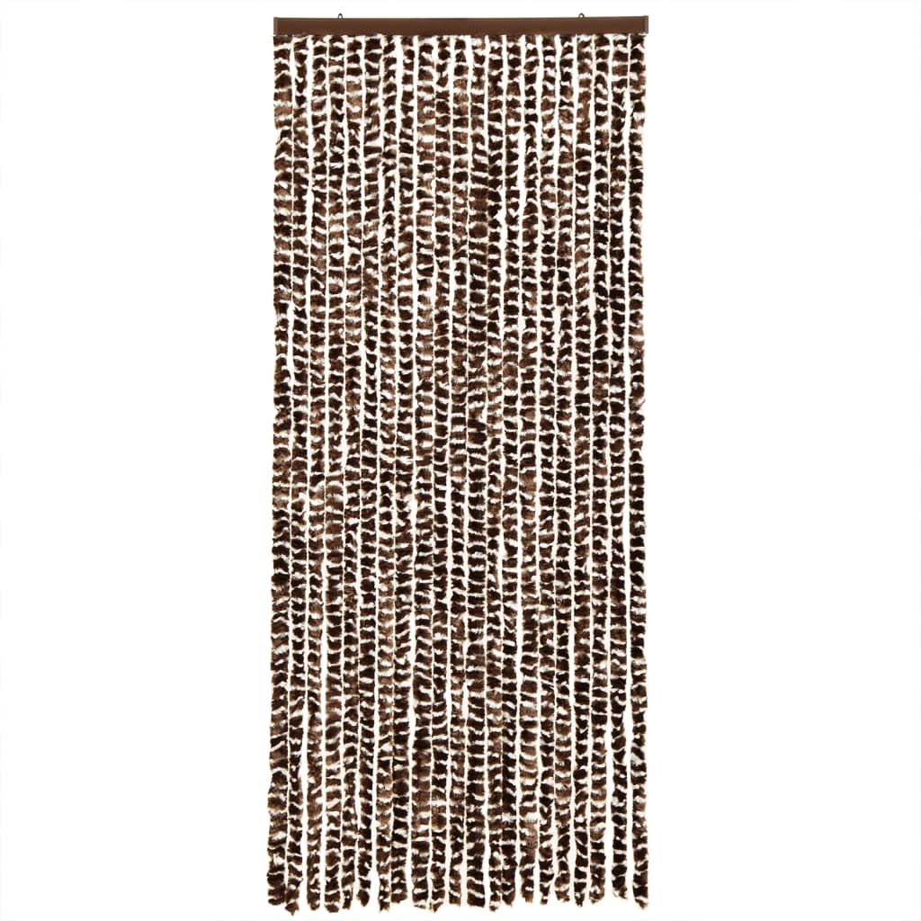 vidaXL Rideau anti-mouches marron et blanc 56x200 cm chenille