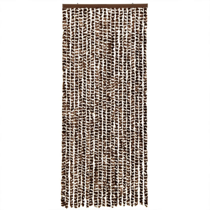 vidaXL Rideau anti-mouches marron et blanc 56x200 cm chenille