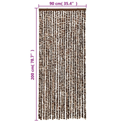 vidaXL Rideau anti-mouches marron et blanc 90x200 cm chenille