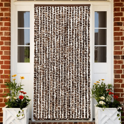 vidaXL Rideau anti-mouches marron et blanc 90x200 cm chenille