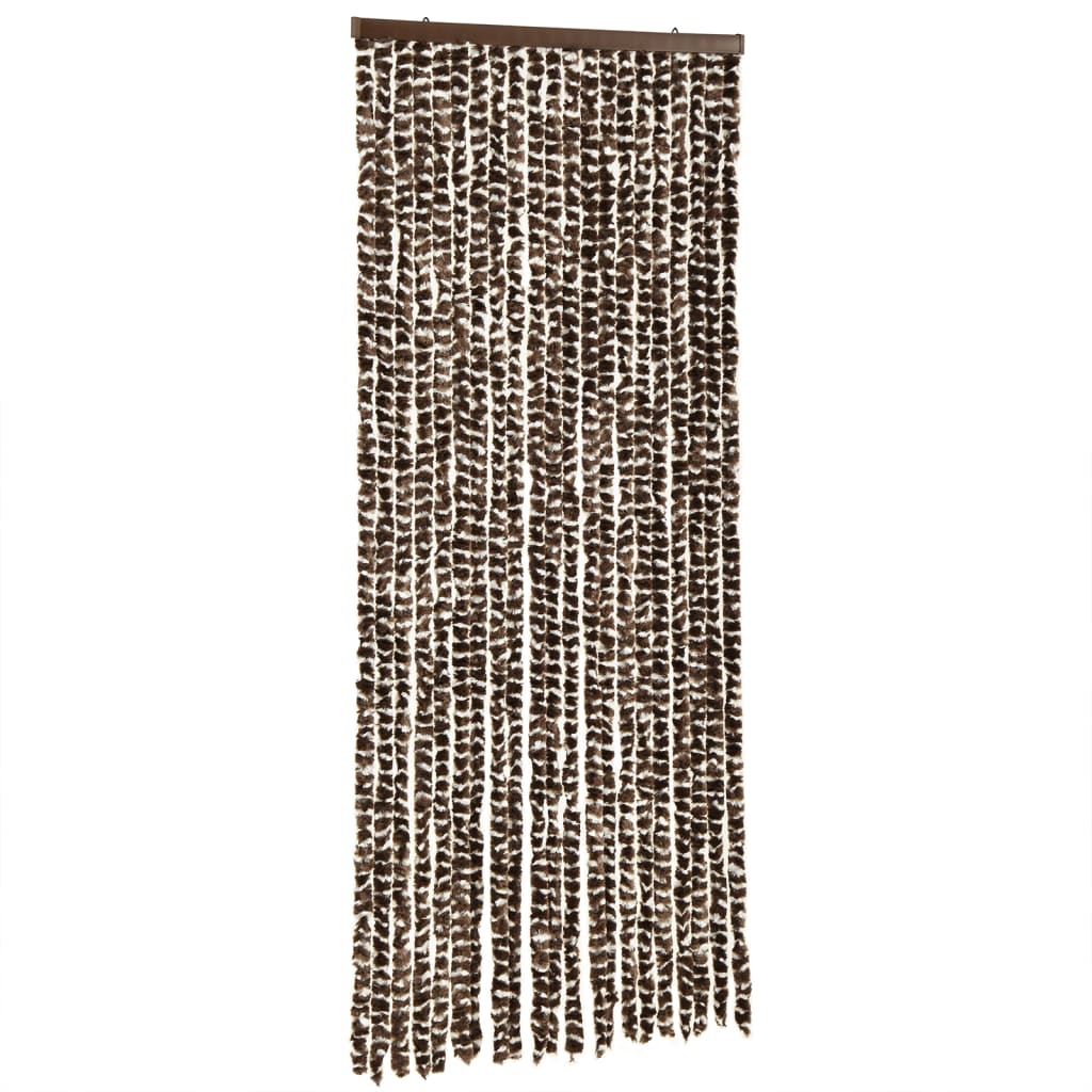 vidaXL Rideau anti-mouches marron et blanc 100x200 cm chenille