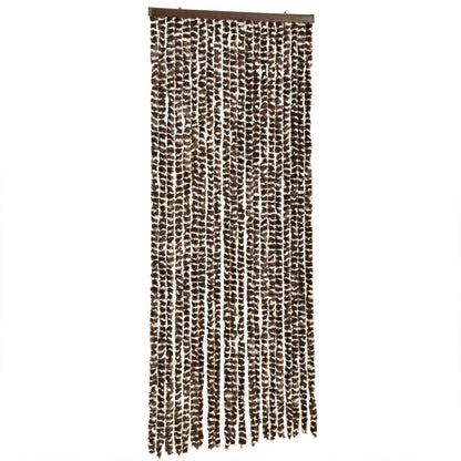 vidaXL Rideau anti-mouches marron et blanc 100x200 cm chenille