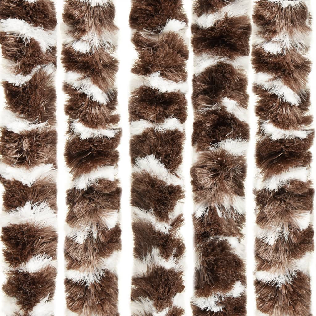 vidaXL Rideau anti-mouches marron et blanc 100x200 cm chenille
