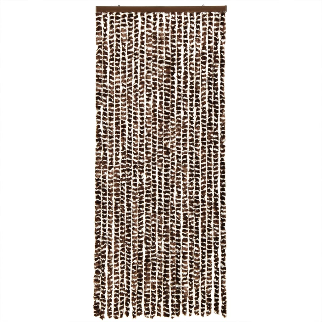 vidaXL Rideau anti-mouches marron et blanc 100x230 cm chenille