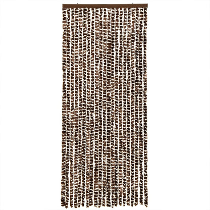 vidaXL Rideau anti-mouches marron et blanc 100x230 cm chenille