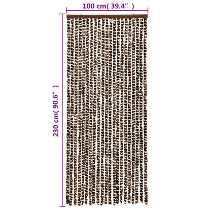vidaXL Rideau anti-mouches marron et blanc 100x230 cm chenille