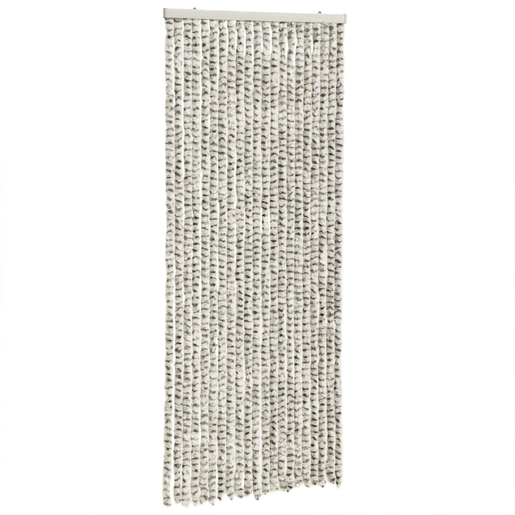 vidaXL Rideau anti-mouches gris clair et gris foncé 56x200 cm chenille