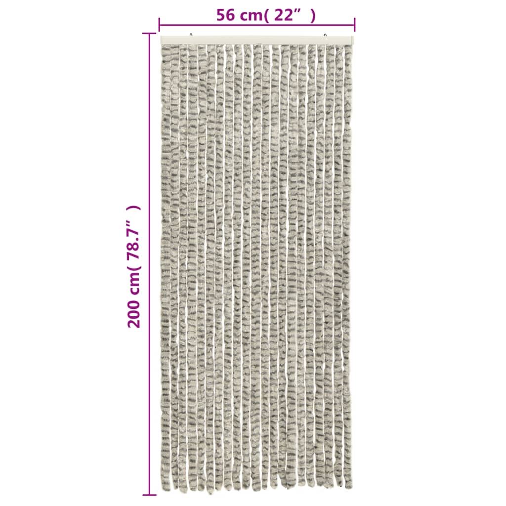 vidaXL Rideau anti-mouches gris clair et gris foncé 56x200 cm chenille