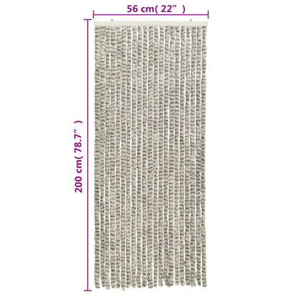 vidaXL Rideau anti-mouches gris clair et gris foncé 56x200 cm chenille