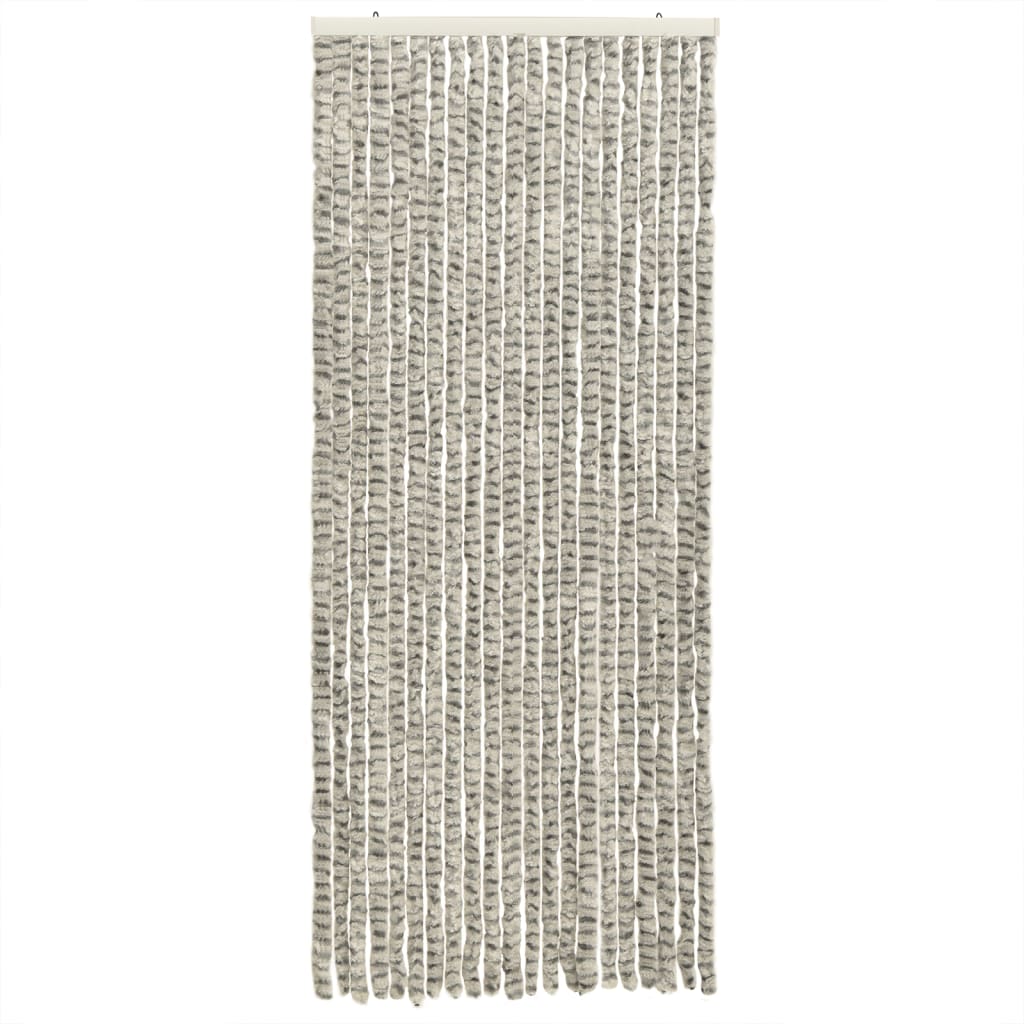 vidaXL Rideau anti-mouches gris clair et gris foncé 90x200 cm chenille