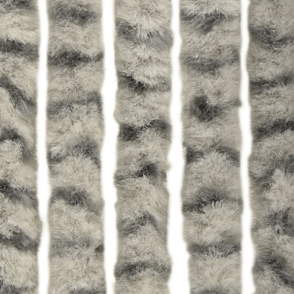 vidaXL Rideau anti-mouches gris clair et gris foncé 90x200 cm chenille