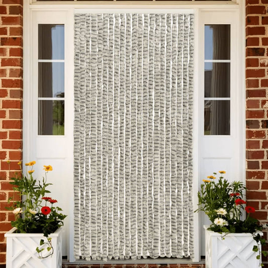 vidaXL Rideau anti-mouches gris clair et gris foncé 90x200 cm chenille