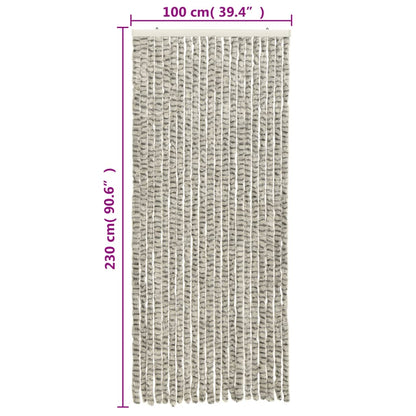 vidaXL Rideau anti-mouches gris clair et gris foncé 100x230cm chenille