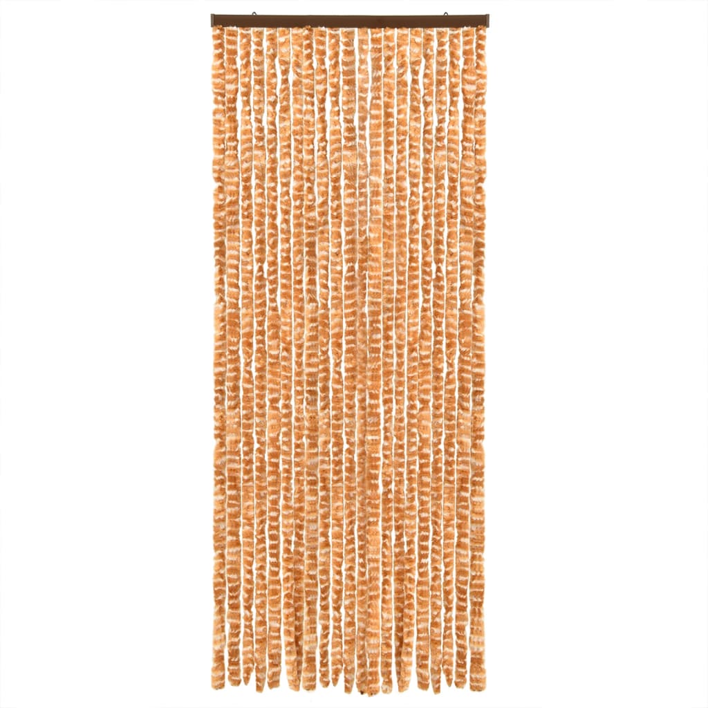 vidaXL Rideau anti-mouches ocre et blanc 56x200 cm chenille