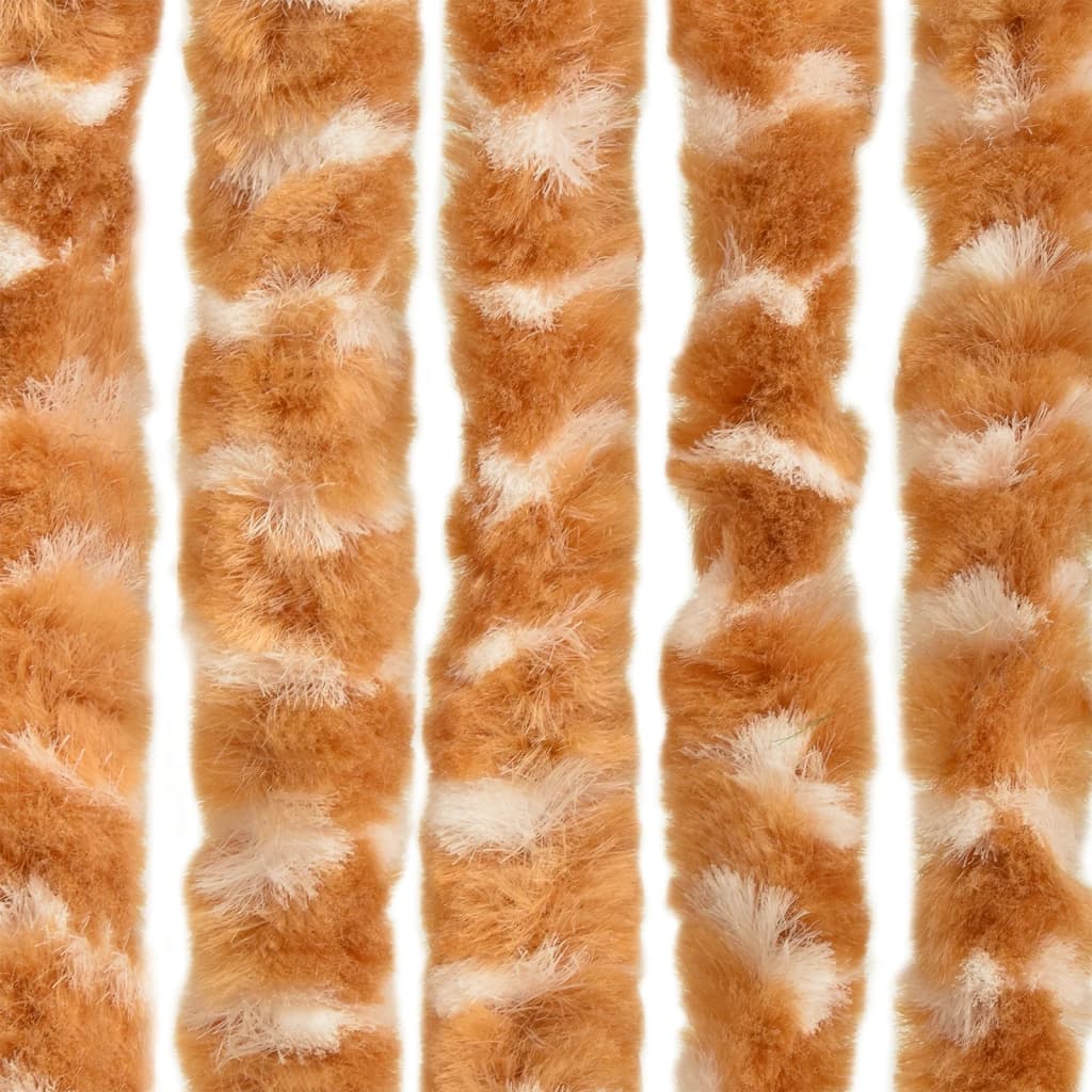 vidaXL Rideau anti-mouches ocre et blanc 56x200 cm chenille