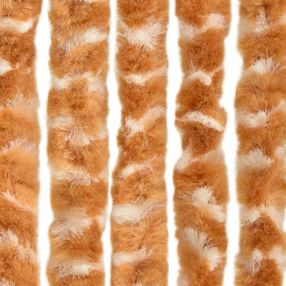 vidaXL Rideau anti-mouches ocre et blanc 100x230 cm chenille
