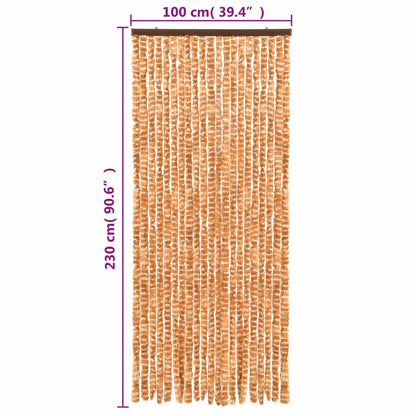 vidaXL Rideau anti-mouches ocre et blanc 100x230 cm chenille