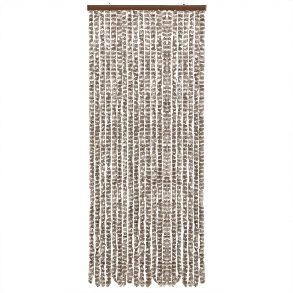 vidaXL Rideau anti-mouches taupe et blanc 56x200 cm chenille