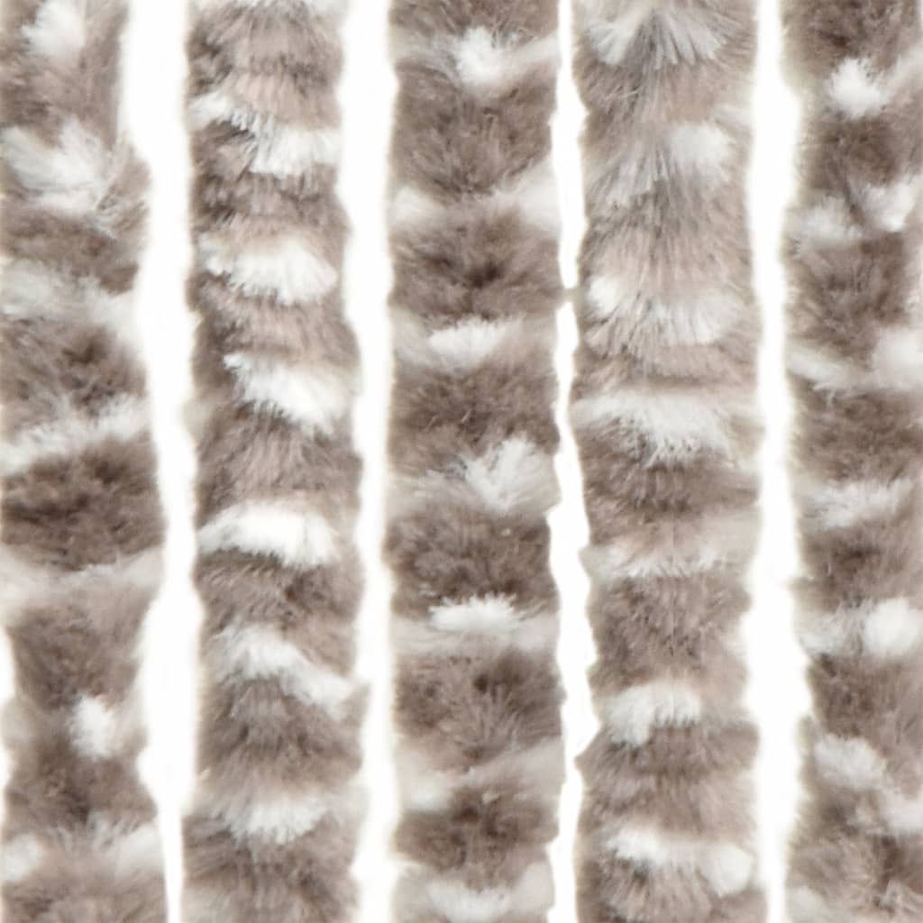 vidaXL Rideau anti-mouches taupe et blanc 56x200 cm chenille