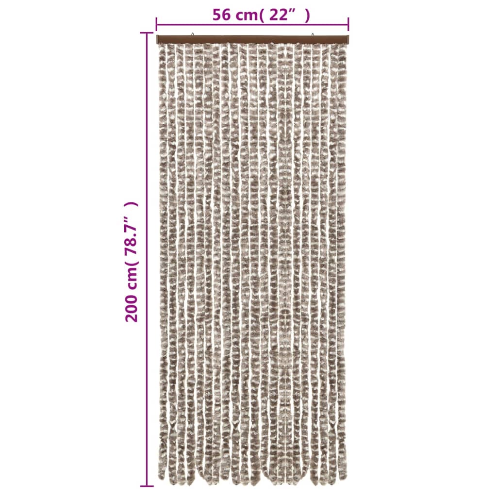 vidaXL Rideau anti-mouches taupe et blanc 56x200 cm chenille