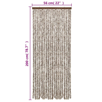 vidaXL Rideau anti-mouches taupe et blanc 56x200 cm chenille