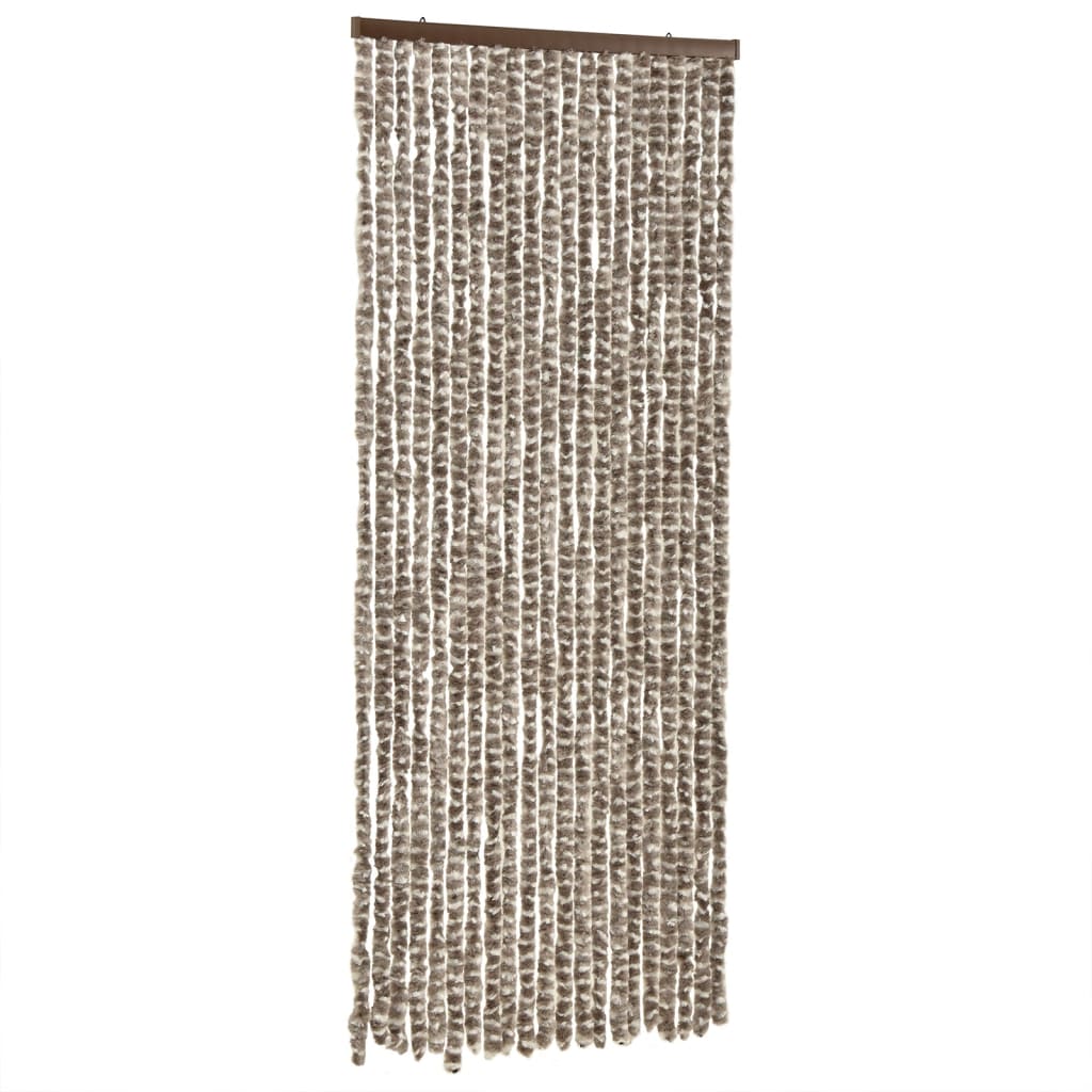 vidaXL Rideau anti-mouches taupe et blanc 90x200 cm chenille