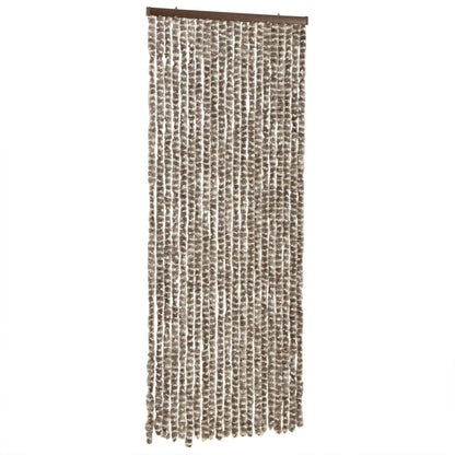 vidaXL Rideau anti-mouches taupe et blanc 90x200 cm chenille