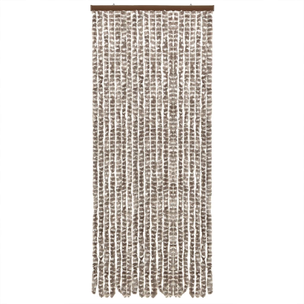 vidaXL Rideau anti-mouches taupe et blanc 90x200 cm chenille