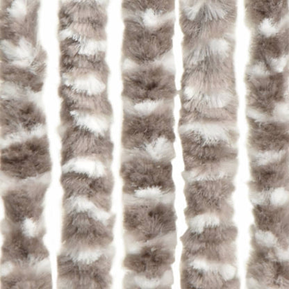vidaXL Rideau anti-mouches taupe et blanc 90x200 cm chenille