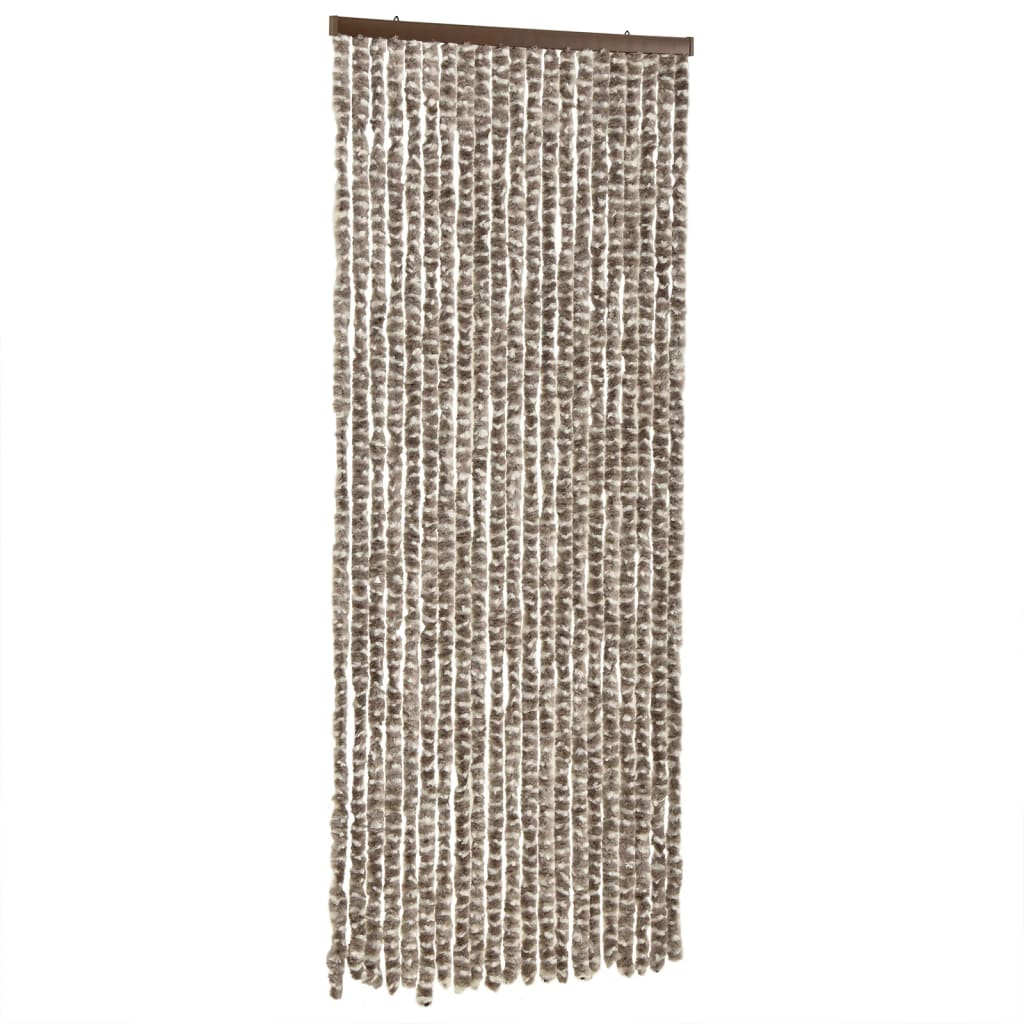 vidaXL Rideau anti-mouches taupe et blanc 100x200 cm chenille