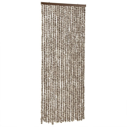vidaXL Rideau anti-mouches taupe et blanc 100x200 cm chenille
