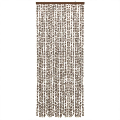 vidaXL Rideau anti-mouches taupe et blanc 100x200 cm chenille