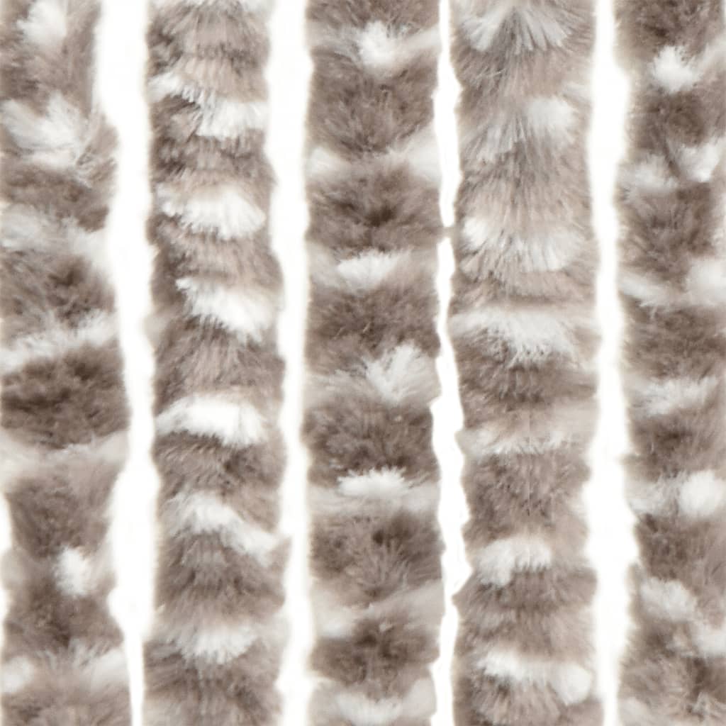 vidaXL Rideau anti-mouches taupe et blanc 100x200 cm chenille