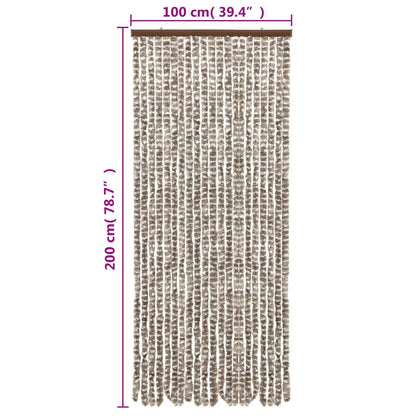 vidaXL Rideau anti-mouches taupe et blanc 100x200 cm chenille