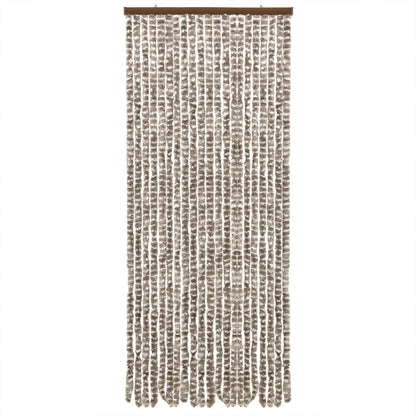 vidaXL Rideau anti-mouches taupe et blanc 100x230 cm chenille