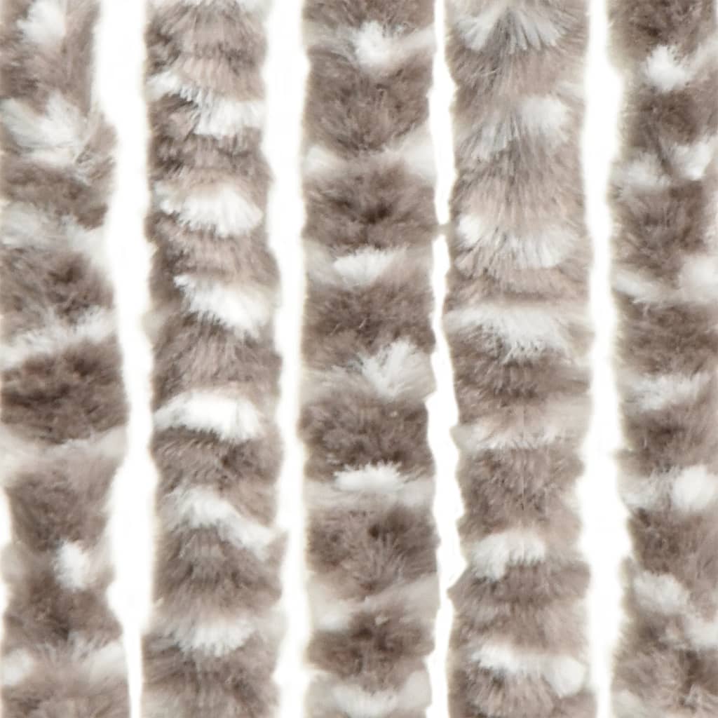 vidaXL Rideau anti-mouches taupe et blanc 100x230 cm chenille