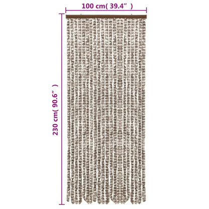 vidaXL Rideau anti-mouches taupe et blanc 100x230 cm chenille