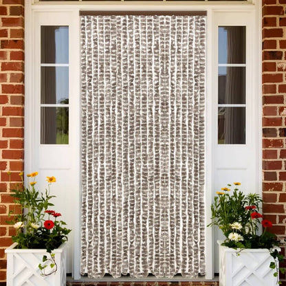 vidaXL Rideau anti-mouches taupe et blanc 100x230 cm chenille