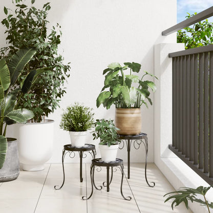 vidaXL Supports pour plantes 3 pcs noir et blanc céramique