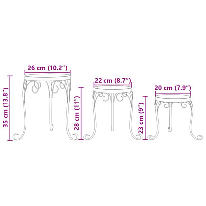 vidaXL Supports pour plantes 3 pcs noir et blanc céramique