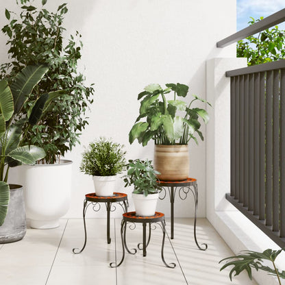 vidaXL Supports pour plantes 3 pcs terre cuite et blanc céramique