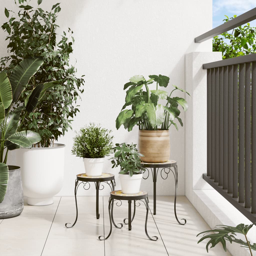 vidaXL Supports pour plantes 3 pcs terre cuite et blanc céramique