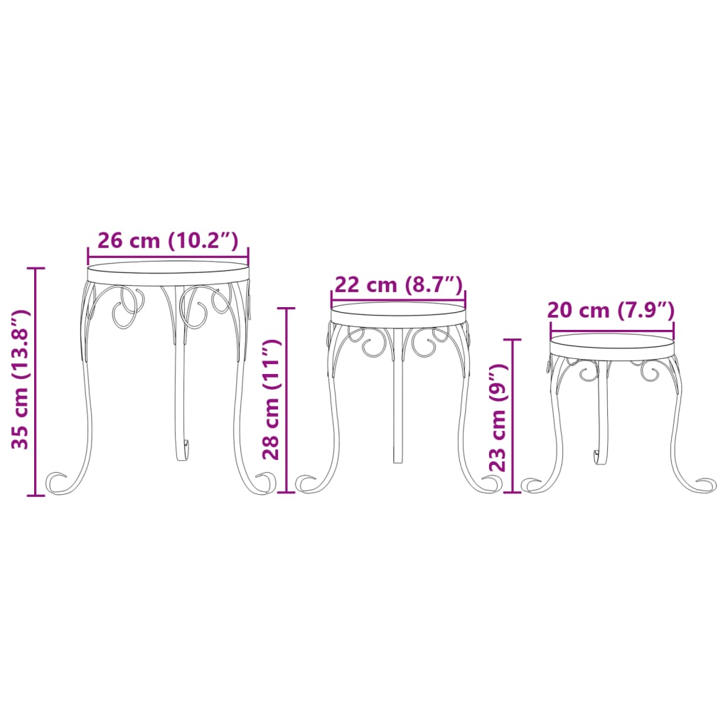 vidaXL Supports pour plantes 3 pcs terre cuite et blanc céramique
